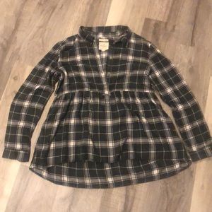 American Eagle Babydoll Plaid Top